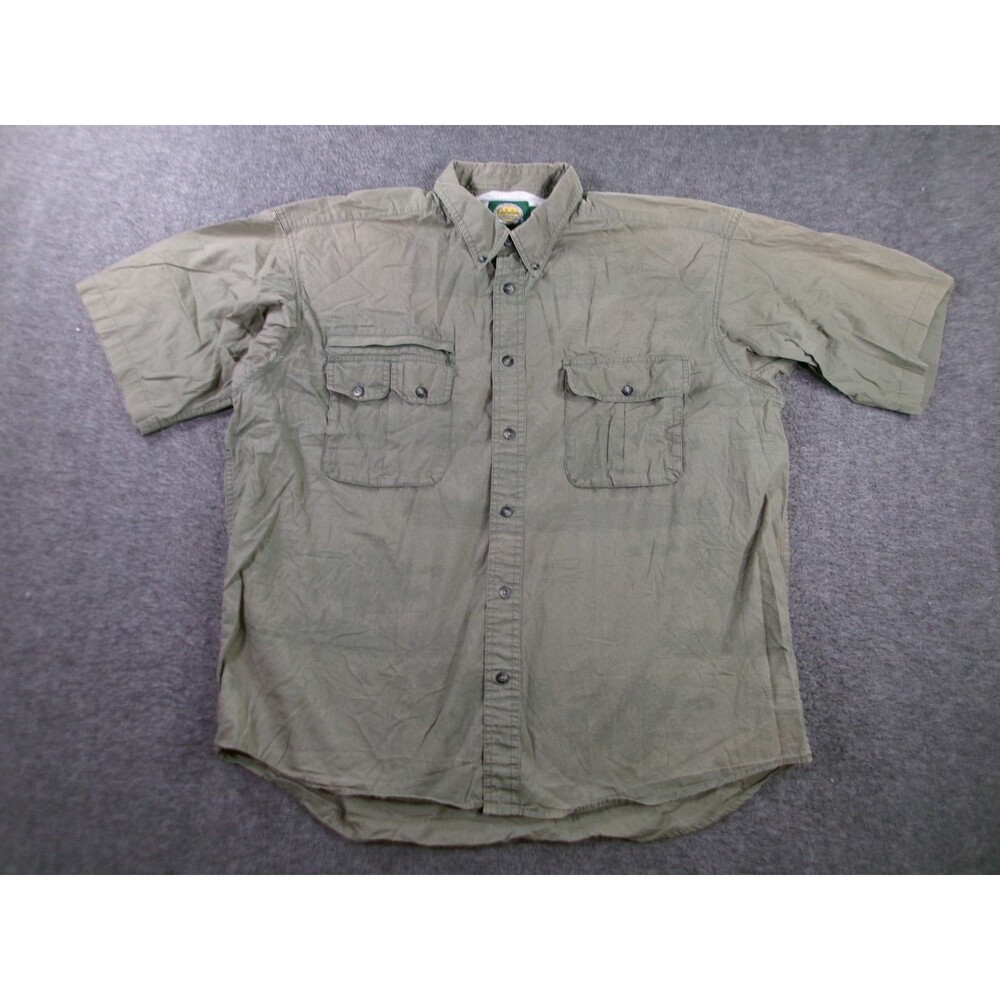 Cabelas Shirt Men Extra Large Olive Green Hiking Camping Fishing Mesh Outdoor